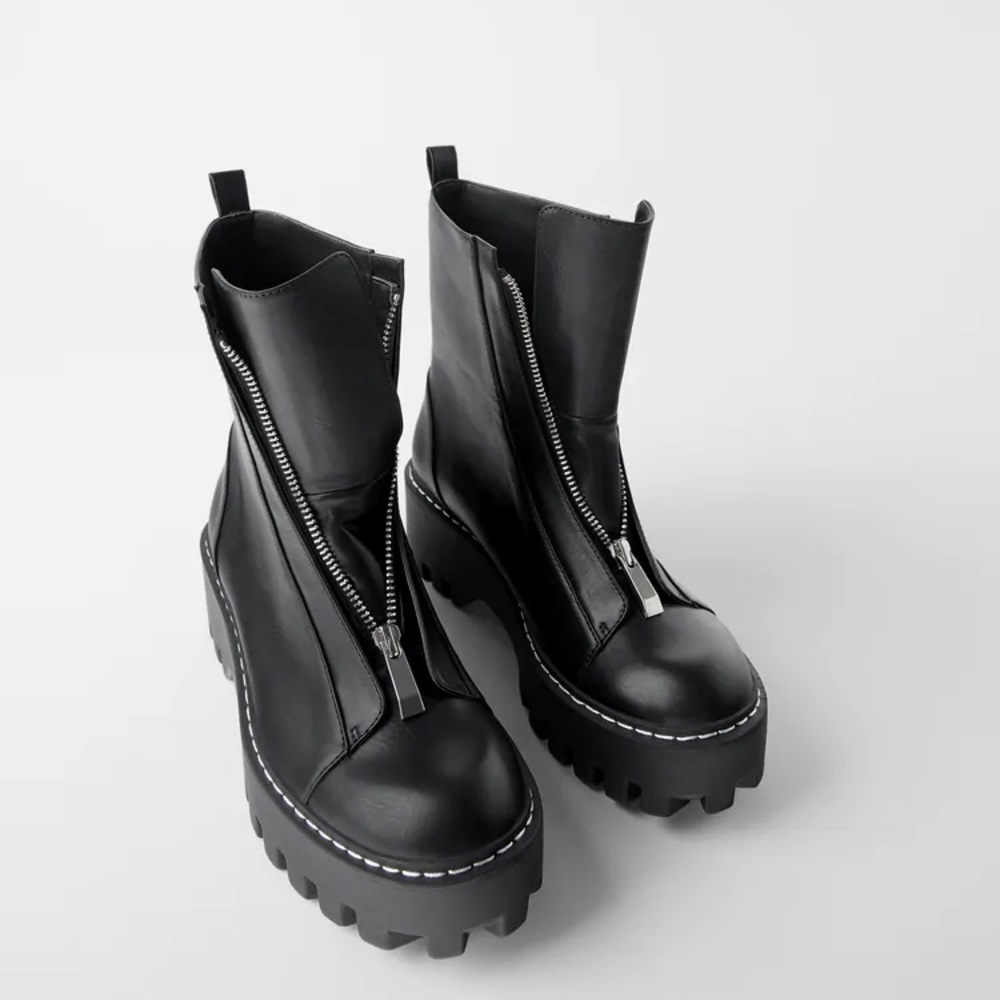 Zara Flat Ankle Boots with Zip TRF